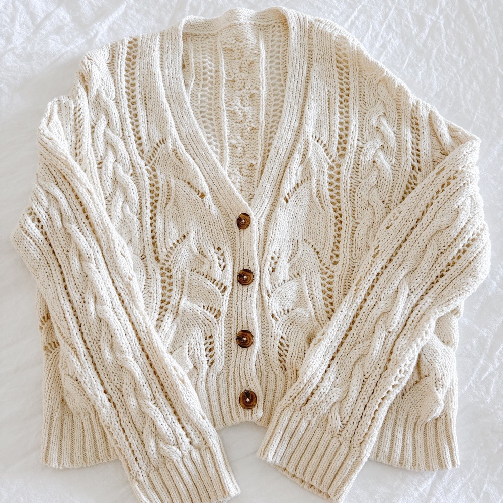 Jenni Kayne Audrey Cardigan Sweater Small Cream Like New
